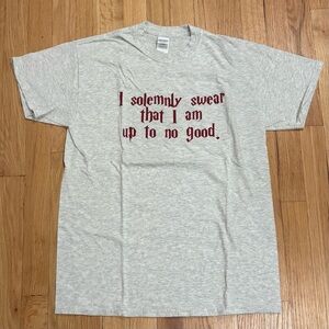 Gildan Light Gray Graphic Tee with Red Text